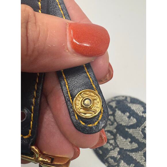 Christian Dior Saddle Coin Case Navy Blue Trotter Canvas with Gold Hardware Made - Picture 6 of 8